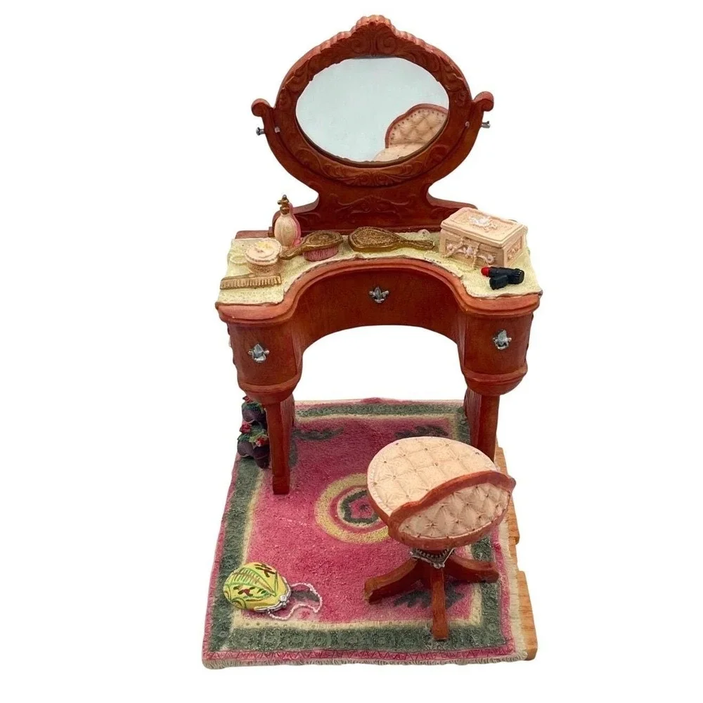 Dollhouse Section‎ Boudoir Victorian Vanity Resin Chair Rug Romantic Oversized